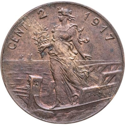 купить Италия 2 чентезимо (centesimi) 1917