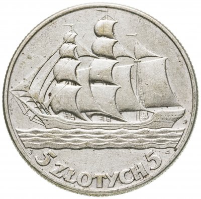 купить Польша 5 злотых (zlotych) 1936 15 лет морскому порту Гдыня