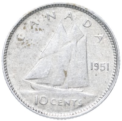 купить Канада 10 центов (cents) 1951