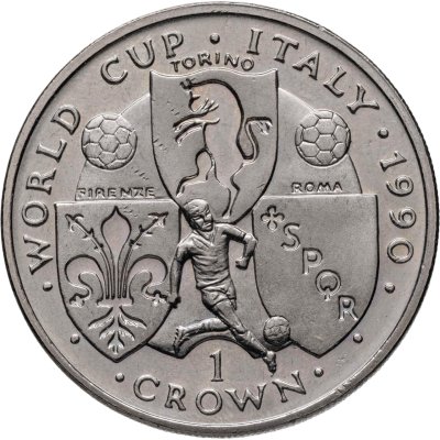 купить Остров Мэн 1 крона (crown) 1990 "Чемпионат мира по футболу, Италия 1990 - Турин, Рим, Флоренция"