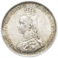 Купить Великобритания 6 пенсов (pence) 1887 Герб на реверсе