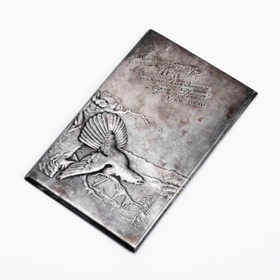 купить Накладка "Глухарь" для блокнота, мельхиор, чеканка, СССР, 1960 г.