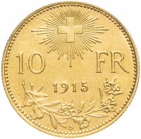 Купить Швейцария 10 франков (francs) 1915