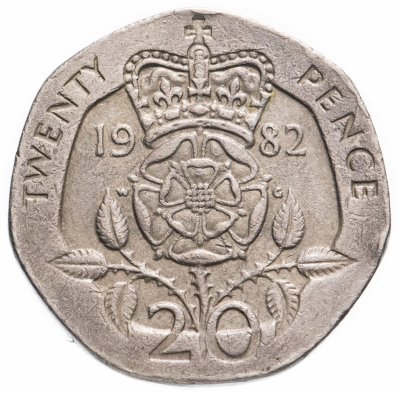 купить Великобритания 20 пенсов (pence) 1982 молодая королева