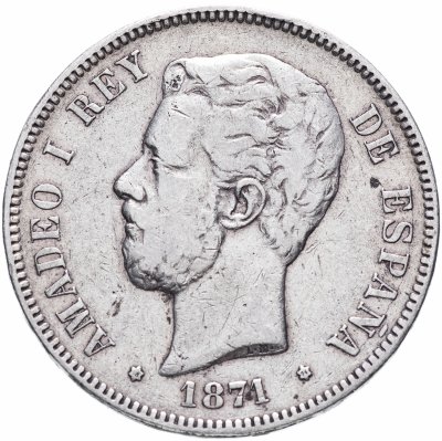 купить Испания 5 песет (pesetas) 1871