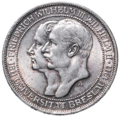 купить Германия (Империя) 3 марки (mark) 1911 A Бреславский университет