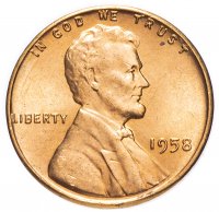 Купить США 1 цент 1958 без буквы монетного двора