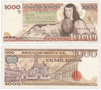 купить Мексика 1000 песо 1982 год Pick 76d серия TG