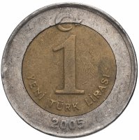 купить Турция 1 новая лира (yeni lirasi) 2005-2008, случайная дата