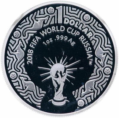 купить Австралия 1 доллар 2018 "Чемпионат мира по футболу в России 2018" в слабе с сертификатом