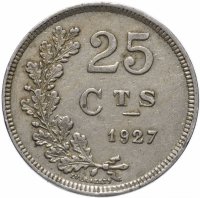Купить Люксембург 25 сантимов (centimes) 1927