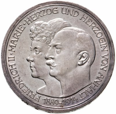 купить Германия (Империя) 3 марки (mark) 1914 "25 лет свадьбе Фридриха II и Марии Баденской Анхальт-Дессау"