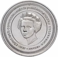 Купить Остров Мэн 1 крона 1984 "30-я конференция парламентариев стран Содружества - портрет королевы"
