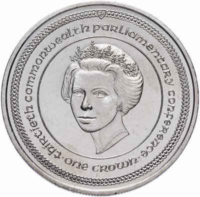 купить Остров Мэн 1 крона 1984 "30-я конференция парламентариев стран Содружества - портрет королевы"