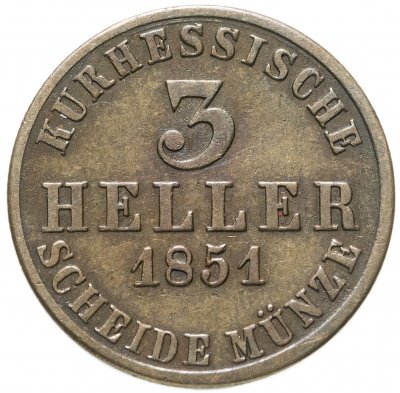 купить Германия 3 геллера (heller) 1851