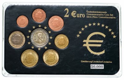 купить Франция годовой набор из 8 монет евро 1999-2009, в футляре