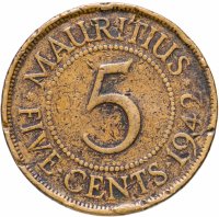 Купить Маврикий 5 центов (cents) 1942