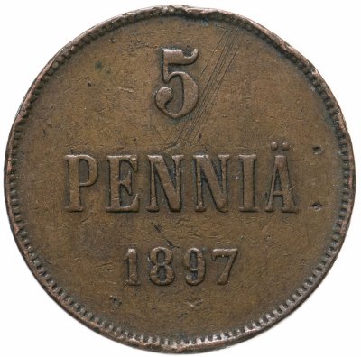 купить 5 пенни (pennia) 1897, монета для Финляндии
