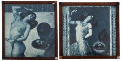 купить Две репродукции работ Франца фон Штука (Franz von Stuck) "Саломея" в рамах, бумага, печать, катрон, фирма "F. Hanfstaengl", Германия, Мюнхен, 1906-1910 гг.