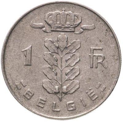 купить Бельгия 1 франк (franc) 1970 надпись на голландском - 'BELGIE'