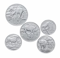 Купить Катанга - набор 5 монет - 1, 5, 10, 50, 100 франков 2017 года Фауна Африки UNC
