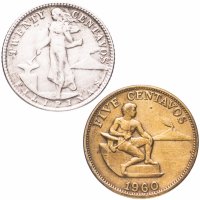 Купить Филиппины 20 и 5 сентаво (centavos) 1945-1960 набор из 2 монет