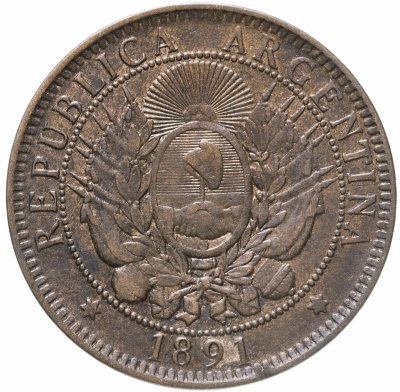 купить Аргентина 2 сентаво (centavos) 1891