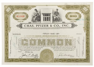 купить Акция США Chas pfizer. & Co. Inc. 1958 г.