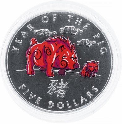 купить Соломоновы острова 5 долларов 2007 UNC "Китайский гороскоп - Год свиньи" цветная эмаль