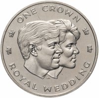 Купить Тёркс и Кайкос 1 крона (crown) 1986 "Свадьба Принца Эндрю и Сары Маргарет Фергюсон"