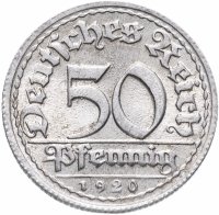 Купить Германия (Веймарская республика) 50 пфеннигов (pfennig) 1920