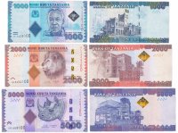 купить Танзания набор 1000, 2000, 5000 шиллингов 2019-2020 (3 штуки)