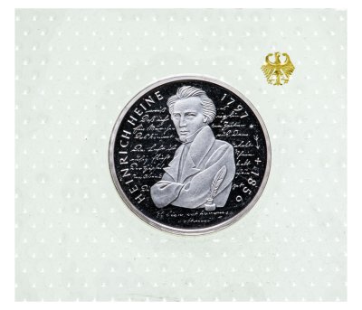 купить Германия (ФРГ) 10 марок 1997 "200 лет со дня рождения Генриха Гейне", случайный монетный двор, в запайке