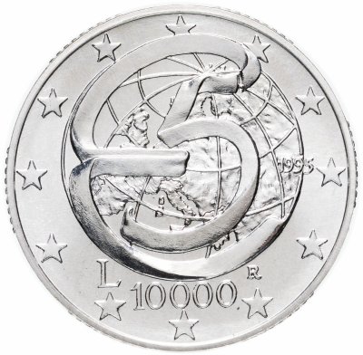 купить Италия 10000 лир (lire) 1995 "40 лет Мессинской конференции"