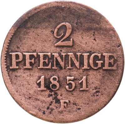 купить Германия, Саксония 2 пфеннига 1851