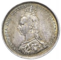Купить Великобритания 6 пенсов (pence) 1887 Герб на реверсе