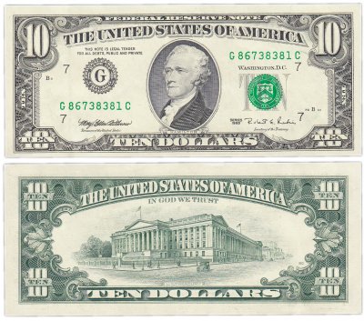 купить США 10 долларов 1995 (Pick 499) G-Чикаго "FW" (Fort Worth)