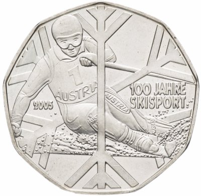 купить Австрия 5 евро (euro) 2005 "100 лет лыжному спорту"