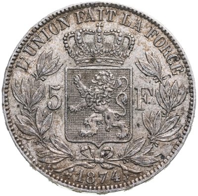 купить Бельгия 5 франков 1874