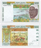 Купить Западная Африка 500 франков 1996 (Pick 210Bg) Литера B Бенин