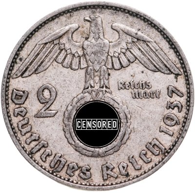 купить Германия (Третий Рейх) 2 рейхсмарки 1937, знак монетного двора "G" - Карлсруэ