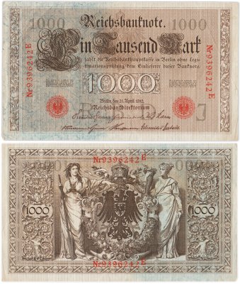 купить Германия 1000 марок 1910 красная печать