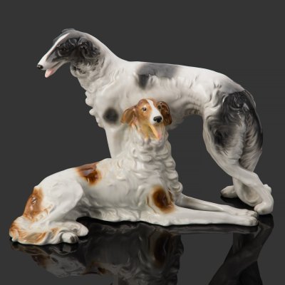 купить Статуэтка "Гончие", фарфор, аэрография, Schaubach-Kunst, Wallendorf, Германия, 1926-1953 гг.