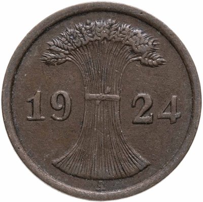 купить Германия (Веймарская республика) 2 рейхспфеннига (reichspfennig) 1924 A знак монетного двора "A" — Берлин
