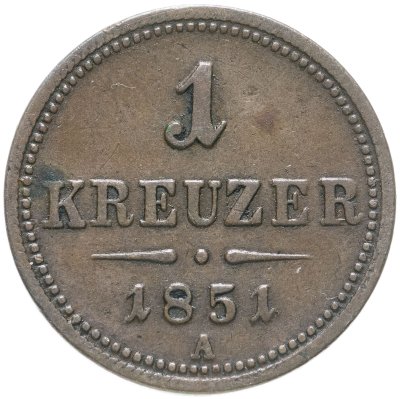 купить Австрия 1 крейцер (kreuzer) 1851 A