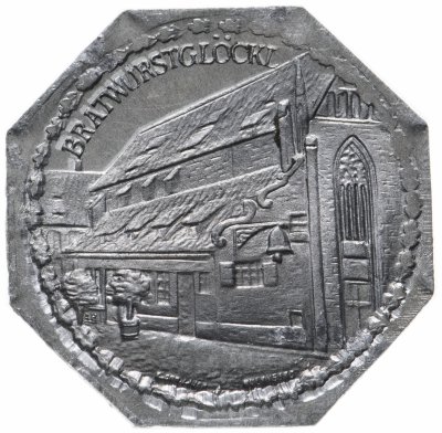 купить Германия (Нюрнберг) нотгельд 20 пфеннигов 1921 "Колбасная лавка" трамвайный жетон