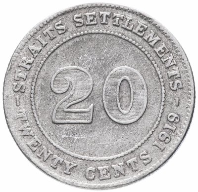 купить Стрейтс Сетлментс 20 центов (cents) 1919