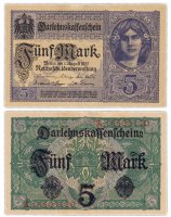 купить Германия 5 марок 1917 (Pick 56b)