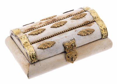 купить Шкатулка с инкрустацией из металла, латунь, кость, Индия, 1970-1990 гг.