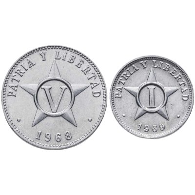 купить Куба набор из 2 монет 1 и 5 сентаво (centavo) 1968-1970